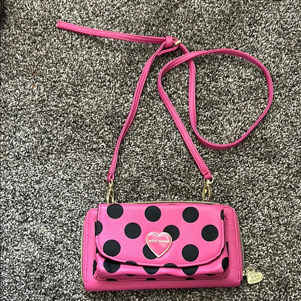 Pink and Black Polka Dot Crossbody Bag